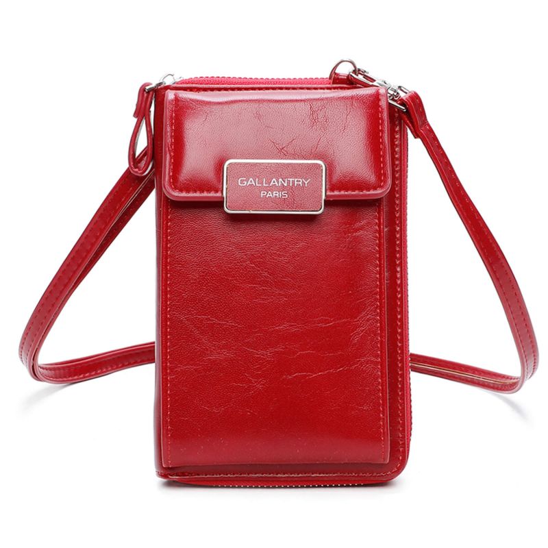 Petit sac téléphone portefeuille porte-monnaie avec bandoulière tout-en-un femme Couleur ROUGE